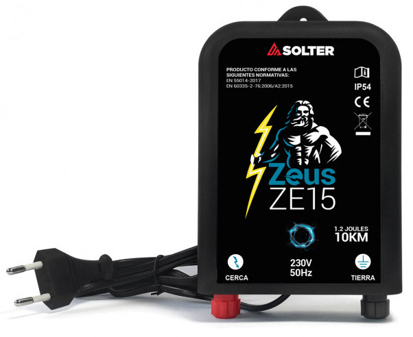 Pastor eléctrico de Solter Zeus ZE15 para cercas de hasta 10 km