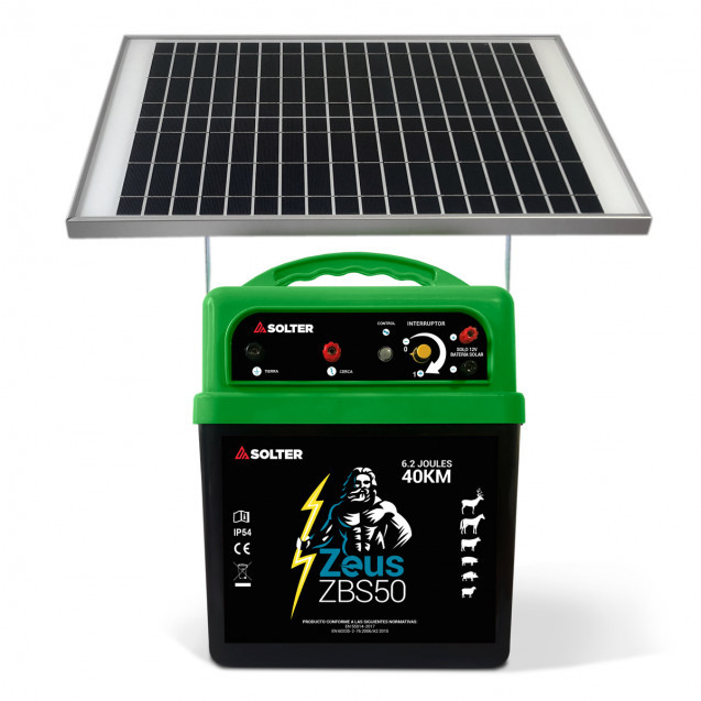 Pastor eléctrico a batería con Placa Solar ZBS50 - KIT 