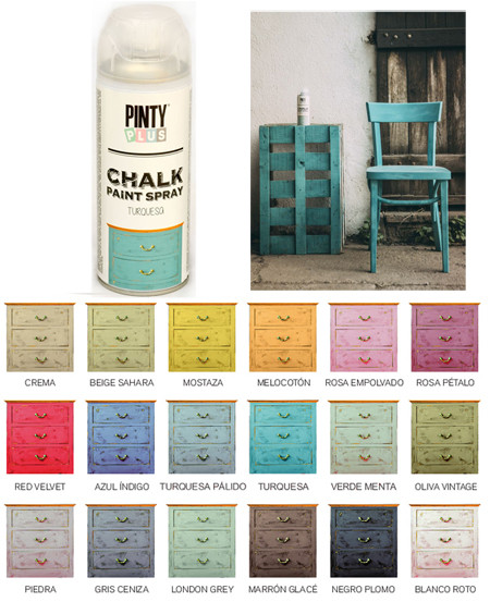 Pintura en spray efecto tiza vintage Pintyplus Chalk turquesa