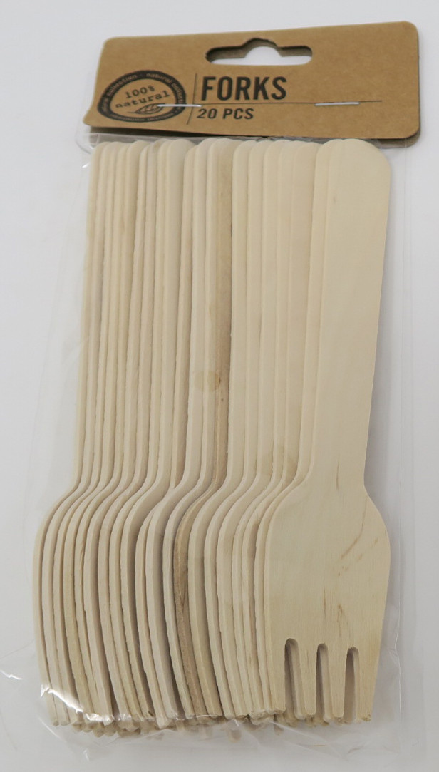 Tenedor de madera natural, ecologico y biodegradable