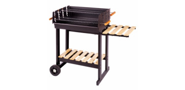 Barbacoas - BARBACOA CARB 88X68X40CM 2 PARRILLAS C/RDA ACERO MADERA LDK 