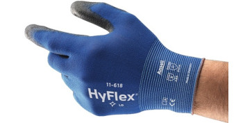 Guantes - GUANTE MECANICO 11 NYLON P/PU AZ/NEG HYFLEX 11-618 ANSELL 