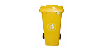 CONTENEDOR BASURA CON RUEDAS Y TAPA AMARILLO-120 LT