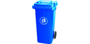 CONTENEDOR BASURA CON RUEDAS Y TAPA AZUL-240 LT