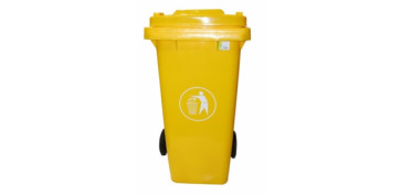 CONTENEDOR BASURA CON RUEDAS Y TAPA AMARILLO-240 LT