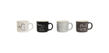 Novedades - TAZA PORCELANA DECORADA CAFE SURTIDO 7 CL GATOS GRISES