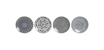 Vajillas - PLATO PORCELANA DECORADO SURTIDO AZUL SET 4 UDS LLANO 27 CM