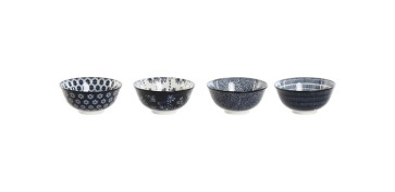 Vajillas - BOL PORCELANA DECORADO SURTIDO AZUL SET 4 UDS Ø 15 CM