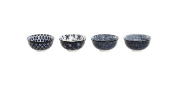 Vajillas - BOL PORCELANA DECORADO AZUL SET 4 UDS Ø 11,5 CM