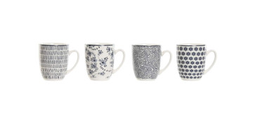 Vajillas - MUG PORCELANA DECORADO SURTIDO AZUL SET 4 UDS 34 CL