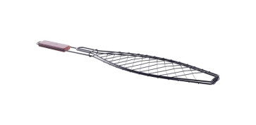 Barbacoas - PARRILLA BARBACOA PESCADO 35X14X58 CM MANGO MADERA