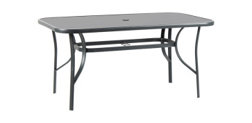 Decoración - MESA RECTANGULAR ACERO CRISTAL 150 X 90 CM