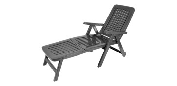 TUMBONA RESINA PLEGABLE CON RUEDAS ANTRACITA