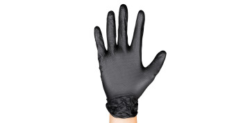 GUANTE DESECHABLE NITRILO DIAMANTADO NEGRO 100 UDS TALLA L