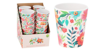 Todo para la mesa - VASO MELAMINA DECORADO FLOR (EXPOSITOR) Ø 8 X 10CM