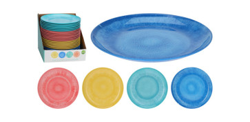 Vajillas - PLATO MELAMINA  SURTIDO COLORS 4 ASS (EXPOSITOR) Ø 20 CM -POSTRE