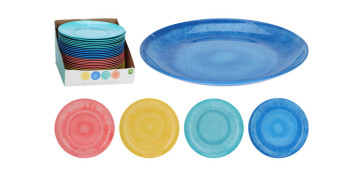 Vajillas - PLATO MELAMINA SURTIDO  4 ASS (EXPOSITOR) 25CM LLANO COLORS