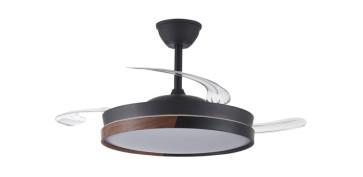 Ventiladores y extractores - VENTILADOR DE TECHO ASPAS RETRACTILES 45W NEGRO/MADERA