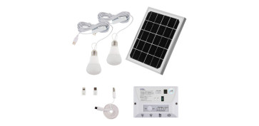KIT SOLAR HIDRA BOMBILLAS - PANEL + BOMBILLAS + CAJA DE CONTROL. 5,5W 6000K 4,4AH IP55 IP20