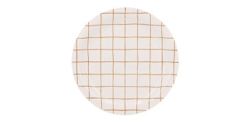 PLATO LLANO CUADROS AMARILLO 27CM