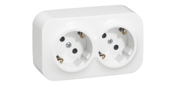 Material instalacion electrico - BASE SHUKO DOBLE SUPERFICIE 16A BLANCO IP21 FORIX