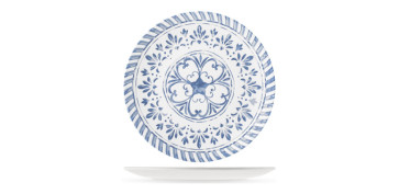 Vajillas - PLATO MELAMINA AZULEJO BLANCO-AZUL Ø 28CM LLANO