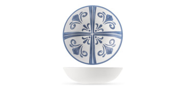 Vajillas - PLATO MELAMINA AZULEJO BLANCO-AZUL Ø 19CM HONDO