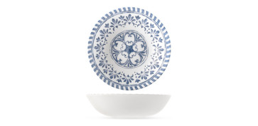 Vajillas - ENSALADERA MELAMINA AZULEJO BLANCO AZUL 28CM