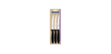 Cuchilleria - CUCHILLO CHULETERO IPANEMA SET 3 PZS INOX MANGO ABS NEGRO 21,3CM
