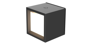 Iluminacion vivienda - LAMPARA PARED INTERIOR CUADRADA INALAMBRICO NEGRA BOX 8 300LM 3000K IP20
