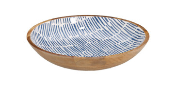 Vajillas - ENSALADERA MADERA DECORADO ESMALDA Ø 30CM AZUL