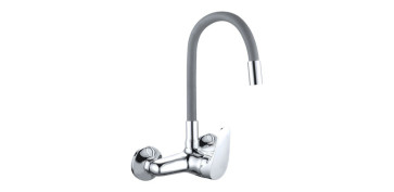 GRIFO COCINA MONOMANDO CAÑO ALTO JAVA GOMA MURAL GRIS 15 CM