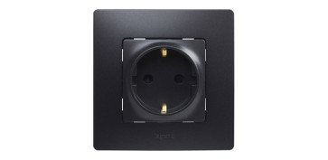 Material instalacion electrico - BASE ENCHUFE 2P+T EMPOTRAR NEGRO SERIE NILOE