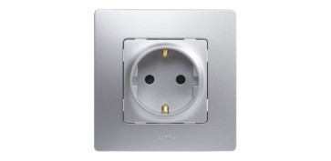 Material instalacion electrico - BASE ENCHUFE 2P+T EMPOTRAR PLATA SERIE NILOE