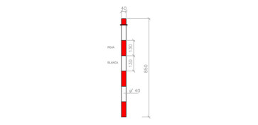 Señalizacion - POSTE ROJO/BLANCO PARA BASE RELLENABLE 850MM