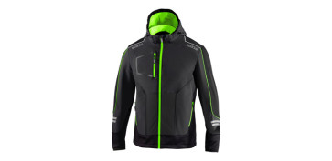 Vestuario laboral - CHAQUETA TECH SOFTSHELL GRIS / VERDE FLUOR TALLA XXL
