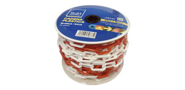 Señalizacion - CADENA PLASTICA BLANCA/ROJA ROLLER 25M ESLABON 6MM