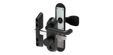 Material de carpintería - MANILLA CON CILINDRO SEGURIDAD Y ESCUDO 72MM PARA TRATEROS Y PUERTAS METÁLICAS