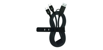 CARGADOR TIPO C+A DOBLE CABLE TIPO C 3A 60W 1,2M NEGRO