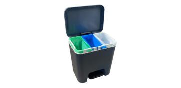 CUBO CON PEDAL ECOLOGICO CON DIVISIONES 45 L ANTRACITA