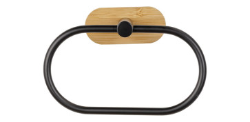 TOALLERO DE ARO ACERO INOX TURBO-LOCK DUO OREA BAMBOO, NEGRO/NATURAL