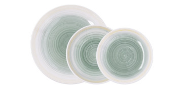 Vajillas - VAJILLA CERAMICA 18 PZAS VELVET LEMON VERDE QD