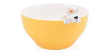 BOL CERAMICA PERRO AMARILLO 0,55L 14X16X9,7CM