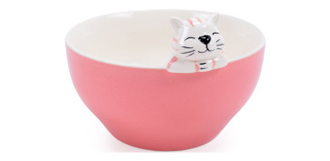Utensilios de cocina - BOL CERAMICA GATO ROSA 0,55L 14X15,3X10,3CM