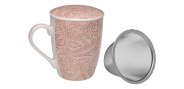 Vajillas - TAZA INFUSION ROSA CON TAPA 0,35L 8,5X8,5X10,2CM