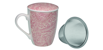 Vajillas - TAZA INFUSION ROSA CON TAPA 0,35L 8,5X8,5X10,2CM