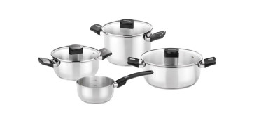 Coccion - BATERIA INOX ELITE TAPA CRISTAL BAQUELITA 4 PIEZAS