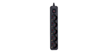 Cables - BASE MULTIPLE CON INTERRUPTOR NEGRO 5 TOMAS 1.5MT