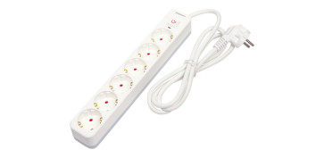 Cables - BASE MULTIPLE CON INTERRUPTOR BLANCO 6 TOMAS 1,5MT