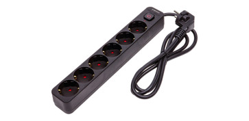 Cables - BASE MULTIPLE CON INTERRUPTOR NEGRO 6 TOMAS 1,5MT